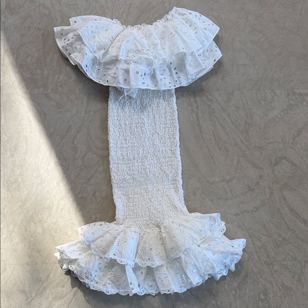 Charo Ruiz White Lace  Dress